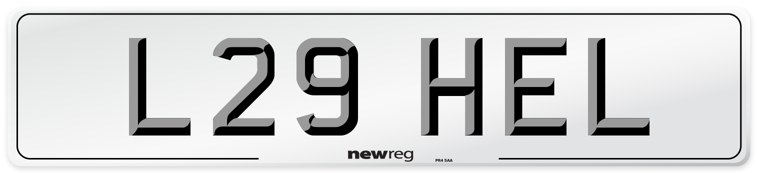 L29 HEL Number Plate from New Reg